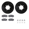 8512-80040 Drilled/Slotted Brake Rotors w/5000 Advanced Brake Pads Kit & Hardware [Black], 1987-1993 Ford/Lincoln/Mercury/Mazda, - image 1