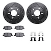 8512-80043 Drilled/Slotted Brake Rotors w/5000 Advanced Brake Pads Kit & Hardware [Black], 2014-2016 Ford/Lincoln/Mercury/Mazda, - image 1