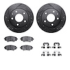 8512-80044 Drilled/Slotted Brake Rotors w/5000 Advanced Brake Pads Kit & Hardware [Black], 2014-2016 Ford/Lincoln/Mercury/Mazda, - image 1