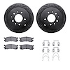 8512-80050 Drilled/Slotted Brake Rotors w/5000 Advanced Brake Pads Kit & Hardware [Black], 1992-1998 Ford/Lincoln/Mercury/Mazda, - image 1