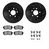 8512-80071 Drilled/Slotted Brake Rotors w/5000 Advanced Brake Pads Kit & Hardware [Black], 2014-2015 Ford/Lincoln/Mercury/Mazda, - image 1