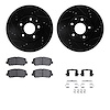8512-80073 Drilled/Slotted Brake Rotors w/5000 Advanced Brake Pads Kit & Hardware [Black], 2013-2015 Ford/Lincoln/Mercury/Mazda, - image 1