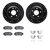 8512-80075 Drilled/Slotted Brake Rotors w/5000 Advanced Brake Pads Kit & Hardware [Black], 2013-2015 Ford/Lincoln/Mercury/Mazda, - image 1