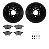 8512-80217 Drilled/Slotted Brake Rotors w/5000 Advanced Brake Pads Kit & Hardware [Black], 2006-2007 Ford/Lincoln/Mercury/Mazda, - image 1