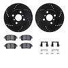8512-91003 Drilled/Slotted Brake Rotors w/5000 Advanced Brake Pads Kit & Hardware [Black], 2004-2006 Lexus/Toyota/Scion, Positio - image 1