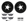 8512-92012 Drilled/Slotted Brake Rotors w/5000 Advanced Brake Pads Kit & Hardware [Black], 2003-2017 Audi/Volkswagen, Position: 