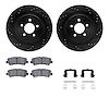 8512-99140 Drilled/Slotted Brake Rotors w/5000 Advanced Brake Pads Kit & Hardware [Black], Fits Select Ford/Lincoln/Mercury/Mazd - image 1