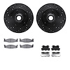 8512-99312 Drilled/Slotted Brake Rotors w/5000 Advanced Brake Pads Kit & Hardware [Black], 1994-2003 Ford/Lincoln/Mercury/Mazda, - image 1