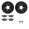 8512-99486 Drilled/Slotted Brake Rotors w/5000 Advanced Brake Pads Kit & Hardware [Black], 2001-2005 Ford/Lincoln/Mercury/Mazda, - image 1