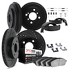 8514-03096 Drilled/Slotted Brake Rotors w/5000 Advanced Brake Pads/Drums/Shoes & Hardware Kit [Black], 1991-1992 Kia/Hyundai/Gen