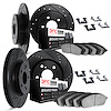 8514-11014 Drilled/Slotted Brake Rotors w/5000 Advanced Brake Pads Kit & Hardware [Black], 2015-2019 Multiple Makes/Models, Posi