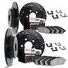 8514-27001 Drilled/Slotted Brake Rotors w/5000 Advanced Brake Pads Kit & Hardware [Black], 1975-1987 Volvo, Position: Front and  - image 1