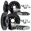 8514-32002 Drilled/Slotted Brake Rotors w/5000 Advanced Brake Pads Kit & Hardware [Black], 2007-2015 Mini, Position: Front and R - image 1