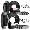 8514-48043 Drilled/Slotted Brake Rotors w/5000 Advanced Brake Pads Kit & Hardware [Black], Fits Select GM, Position: Front and R - image 1