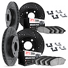 8514-56030 Drilled/Slotted Brake Rotors w/5000 Advanced Brake Pads Kit & Hardware [Black], 1998-2000 Ford/Lincoln/Mercury/Mazda, - image 1
