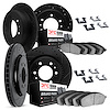 8514-72021 Drilled/Slotted Brake Rotors w/5000 Advanced Brake Pads Kit & Hardware [Black], 1990-2000 Mitsubishi, Position: Front - image 1