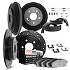 8514-74037 Drilled/Slotted Brake Rotors w/5000 Advanced Brake Pads/Drums/Shoes & Hardware Kit [Black], 1979-1985 Audi/Volkswagen