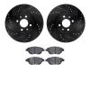 8602-07003 Drilled/Slotted Brake Rotors w/5000 Euro Ceramic Brake Pads Kit [Black], 2012-2019 Mopar, Position: Front - image 1