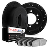8602-16001 Drilled/Slotted Brake Rotors w/5000 Euro Ceramic Brake Pads Kit [Black], 1975-1979 Alfa Romeo, Position: Rear - image 1