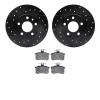 8602-16006 Drilled/Slotted Brake Rotors w/5000 Euro Ceramic Brake Pads Kit [Black], 1991-1995 Alfa Romeo, Position: Rear - image 1