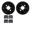 8602-20002 Drilled/Slotted Brake Rotors w/5000 Euro Ceramic Brake Pads Kit [Black], 1983-1993 Jaguar, Position: Rear