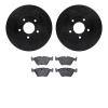 8602-20007 Drilled/Slotted Brake Rotors w/5000 Euro Ceramic Brake Pads Kit [Black], 1997-2003 Jaguar, Position: Front - image 1