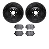 8602-20023 Drilled/Slotted Brake Rotors w/5000 Euro Ceramic Brake Pads Kit [Black], 2014-2021 Jaguar, Position: Rear - image 1