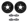 8602-27021 Drilled/Slotted Brake Rotors w/5000 Euro Ceramic Brake Pads Kit [Black], 1995-1997 Volvo, Position: Rear - image 1