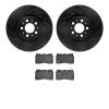 8602-27031 Drilled/Slotted Brake Rotors w/5000 Euro Ceramic Brake Pads Kit [Black], 2004-2007 Volvo, Position: Front - image 1
