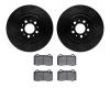 8602-27032 Drilled/Slotted Brake Rotors w/5000 Euro Ceramic Brake Pads Kit [Black], 2004-2007 Volvo, Position: Rear - image 1