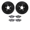 8602-27033 Drilled/Slotted Brake Rotors w/5000 Euro Ceramic Brake Pads Kit [Black], 2004-2013 Volvo, Position: Rear - image 1