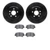 8602-27036 Drilled/Slotted Brake Rotors w/5000 Euro Ceramic Brake Pads Kit [Black], 2007-2018 Volvo, Position: Rear - image 1