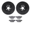8602-27043 Drilled/Slotted Brake Rotors w/5000 Euro Ceramic Brake Pads Kit [Black], 2010-2016 Volvo, Position: Front - image 1