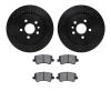 8602-27052 Drilled/Slotted Brake Rotors w/5000 Euro Ceramic Brake Pads Kit [Black], 2008-2018 Volvo, Position: Rear - image 1