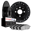 8602-31009 Drilled/Slotted Brake Rotors w/5000 Euro Ceramic Brake Pads Kit [Black], 1984-1985 BMW, Position: Front - image 1
