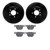 8602-31037 Drilled/Slotted Brake Rotors w/5000 Euro Ceramic Brake Pads Kit [Black], 1995-2003 BMW, Position: Rear - image 1