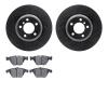 8602-31051 Drilled/Slotted Brake Rotors w/5000 Euro Ceramic Brake Pads Kit [Black], 2002-2008 BMW, Position: Front - image 1