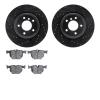 8602-31065 Drilled/Slotted Brake Rotors w/5000 Euro Ceramic Brake Pads Kit [Black], 2006-2015 BMW, Position: Rear - image 1