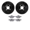 8602-32005 Drilled/Slotted Brake Rotors w/5000 Euro Ceramic Brake Pads Kit [Black], 2007-2008 Mini, Position: Front - image 1