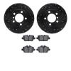 8602-32012 Drilled/Slotted Brake Rotors w/5000 Euro Ceramic Brake Pads Kit [Black], 2013-2016 Mini, Position: Rear - image 1
