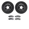 8602-46005 Drilled/Slotted Brake Rotors w/5000 Euro Ceramic Brake Pads Kit [Black], 2004-2008 GM, Position: Front - image 1