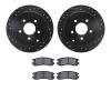 8602-47011 Drilled/Slotted Brake Rotors w/5000 Euro Ceramic Brake Pads Kit [Black], 2001-2007 GM, Position: Rear - image 1