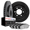 8602-47015 Drilled/Slotted Brake Rotors w/5000 Euro Ceramic Brake Pads Kit [Black], 2015-2020 GM, Position: Front - image 1