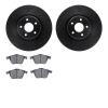 8602-54022 Drilled/Slotted Brake Rotors w/5000 Euro Ceramic Brake Pads Kit [Black], 2004-2013 Volvo, Position: Front - image 1