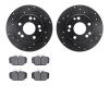 8602-63012 Drilled/Slotted Brake Rotors w/5000 Euro Ceramic Brake Pads Kit [Black], 1984-1989 Mercedes-Benz, Position: Front - image 1