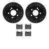 8602-63018 Drilled/Slotted Brake Rotors w/5000 Euro Ceramic Brake Pads Kit [Black], 1986-1993 Mercedes-Benz, Position: Rear - image 1