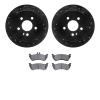 8602-63065 Drilled/Slotted Brake Rotors w/5000 Euro Ceramic Brake Pads Kit [Black], 1998-2005 Mercedes-Benz, Position: Rear - image 1
