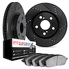 8602-63082 Drilled/Slotted Brake Rotors w/5000 Euro Ceramic Brake Pads Kit [Black], 2017-2018 Mercedes-Benz, Position: Rear