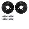 8602-65005 Drilled/Slotted Brake Rotors w/5000 Euro Ceramic Brake Pads Kit [Black], 1986-1998 GM, Position: Rear - image 1