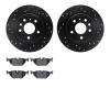 8602-65009 Drilled/Slotted Brake Rotors w/5000 Euro Ceramic Brake Pads Kit [Black], 1999-2010 GM, Position: Rear - image 1